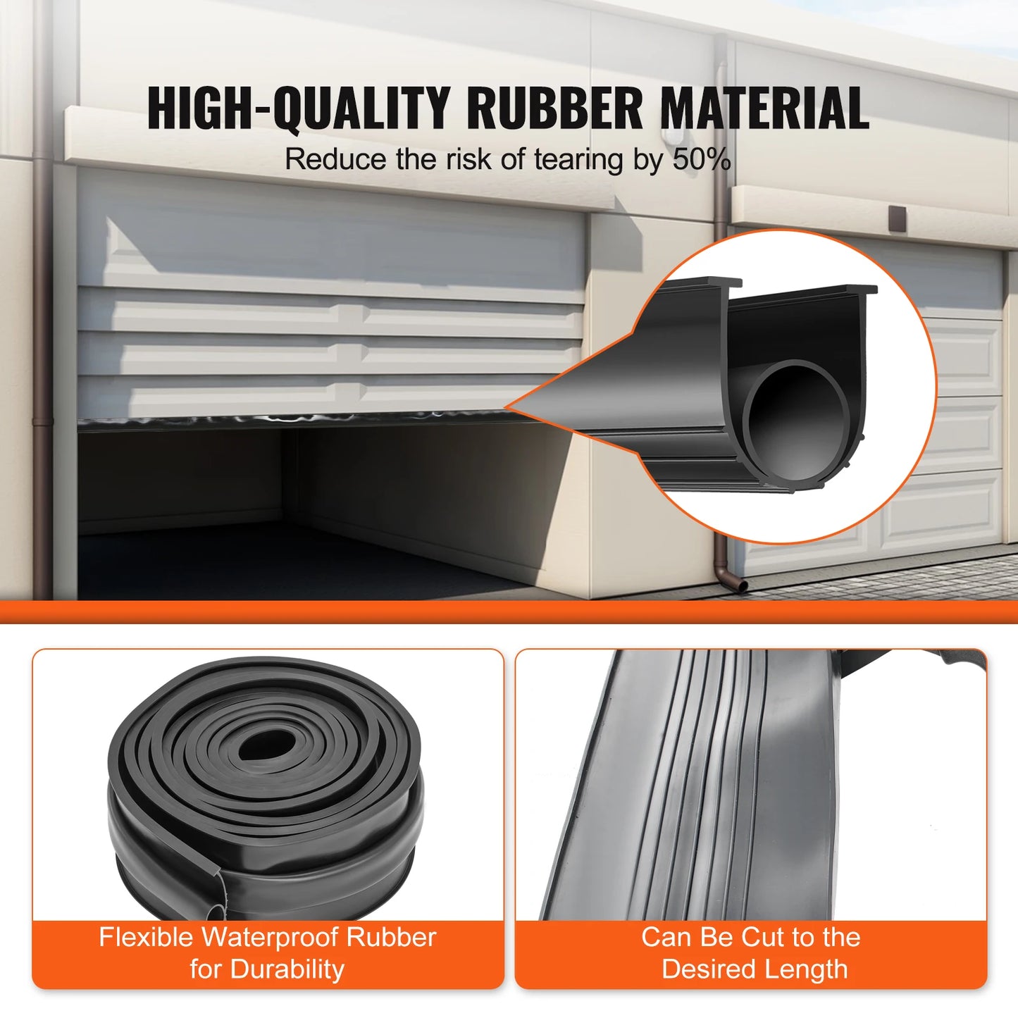 VEVOR 3m 4.8m 6m Garage Door Seals Bottom Rubber