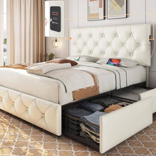 Queen Size Upholstered Bed Frame Ports