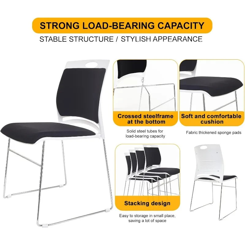 Stacking Chairs Set Black Stackable Home Office