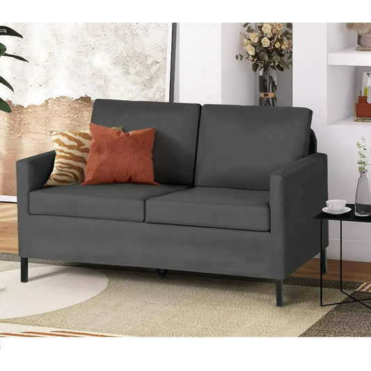 Linen Fabric Modern Small Loveseat Sofa Couch