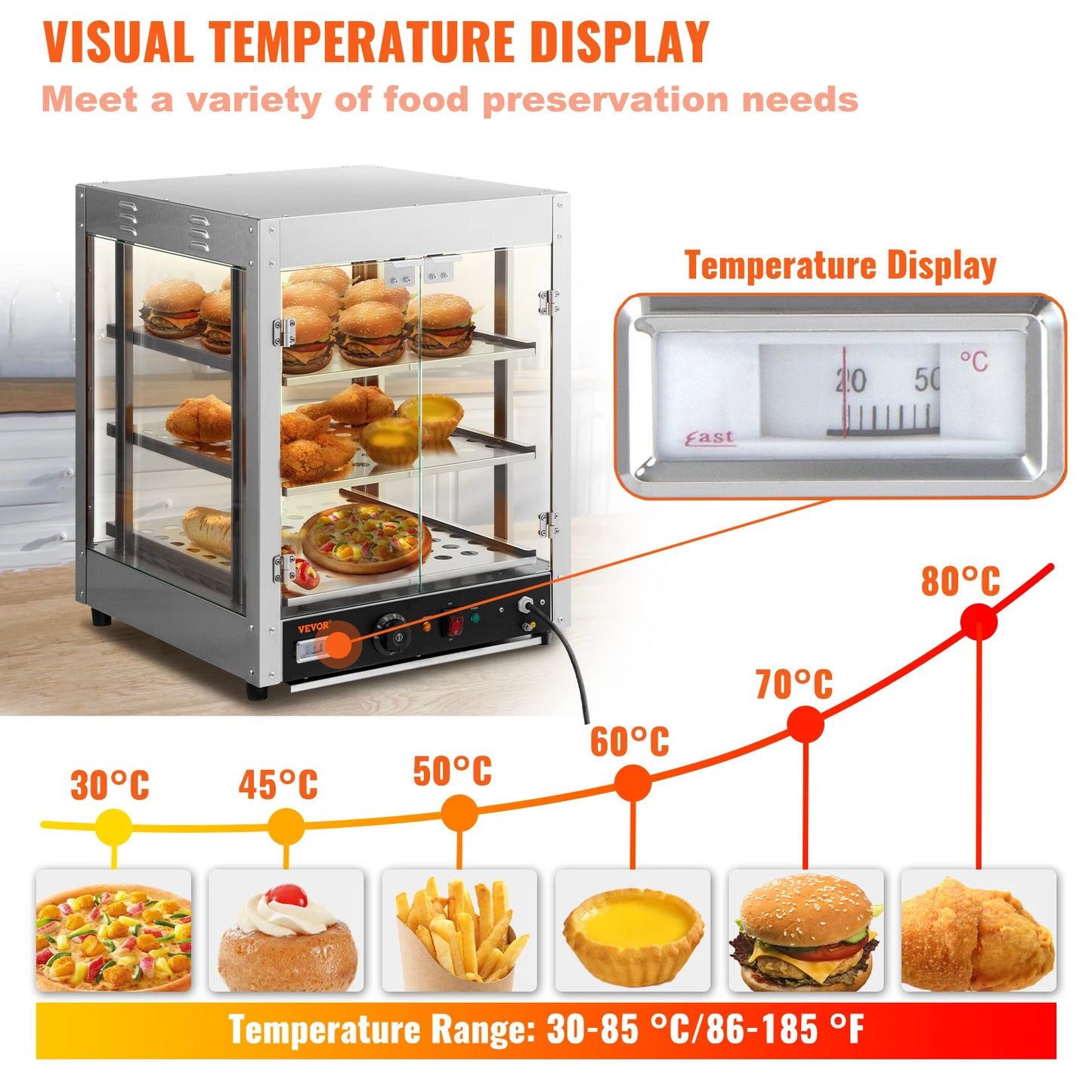 VEVOR 2/3 Tiers Countertop Food Warmer