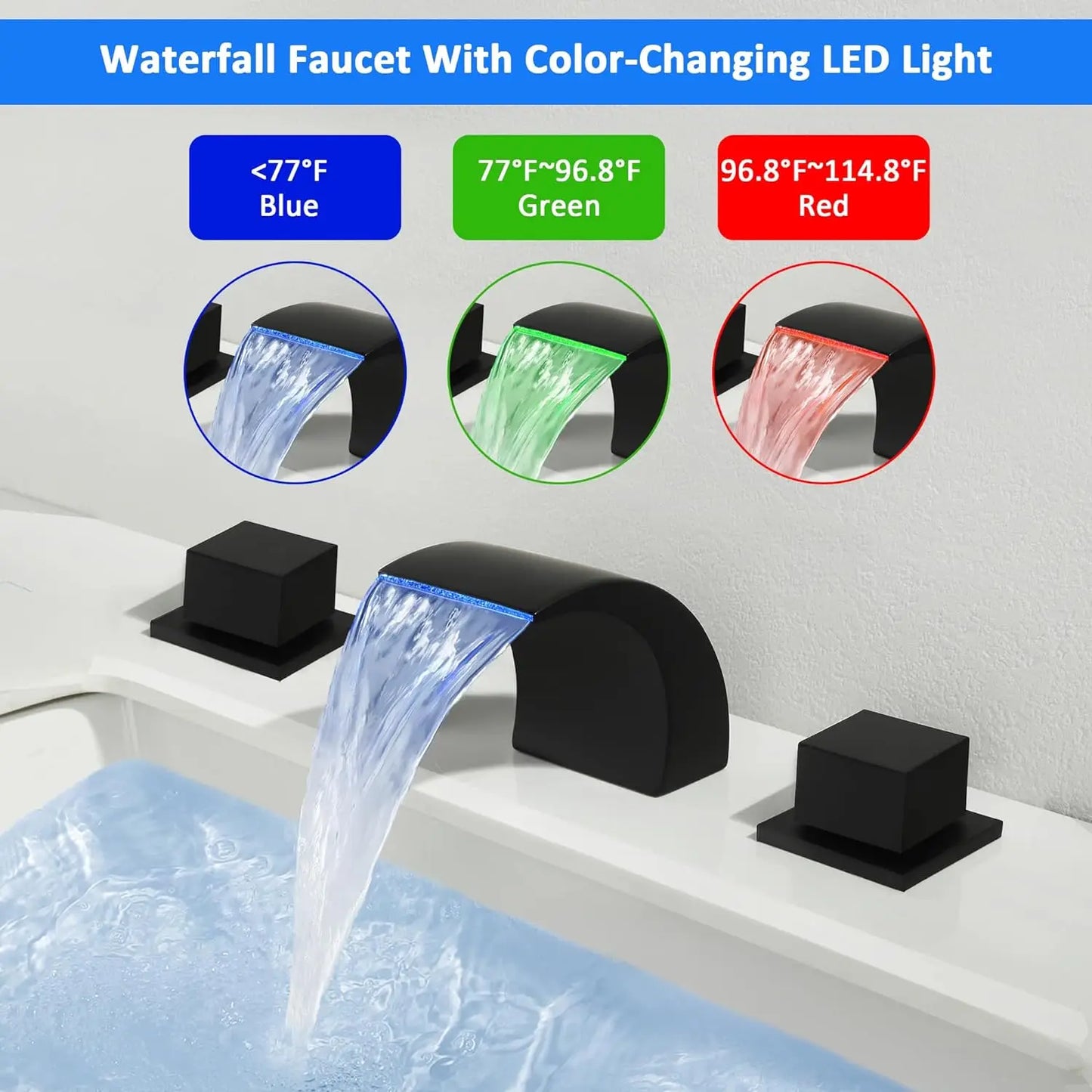 LED Bathroom Faucets Waterfall Vanity Faucet