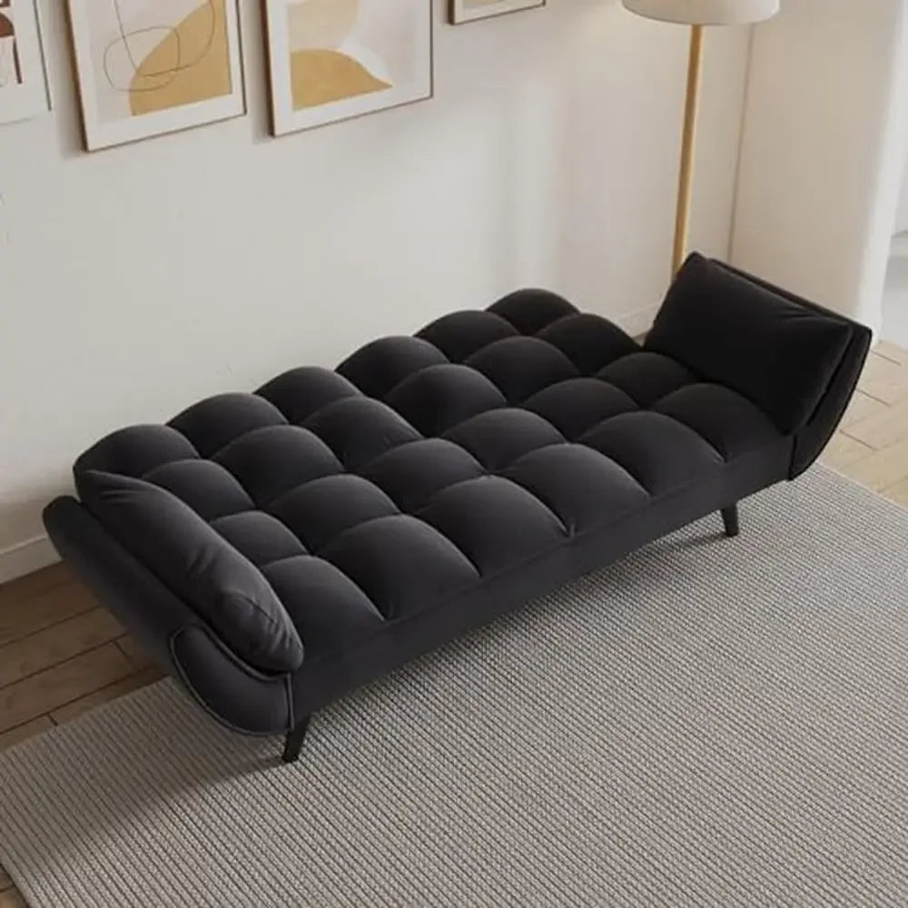 Velvet Convertible Futon Couch Bed With Adjustable Backrest