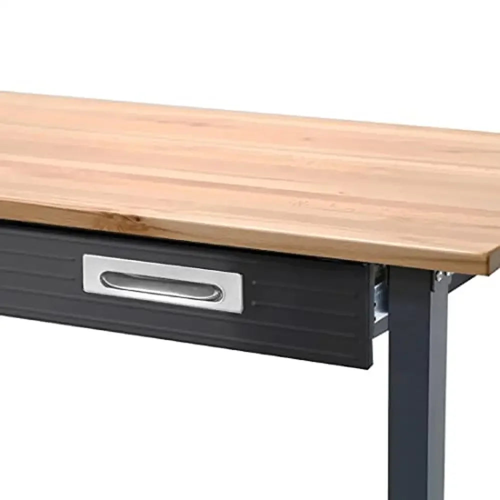 Wood Top Workbench With Steel Organizer Drawer