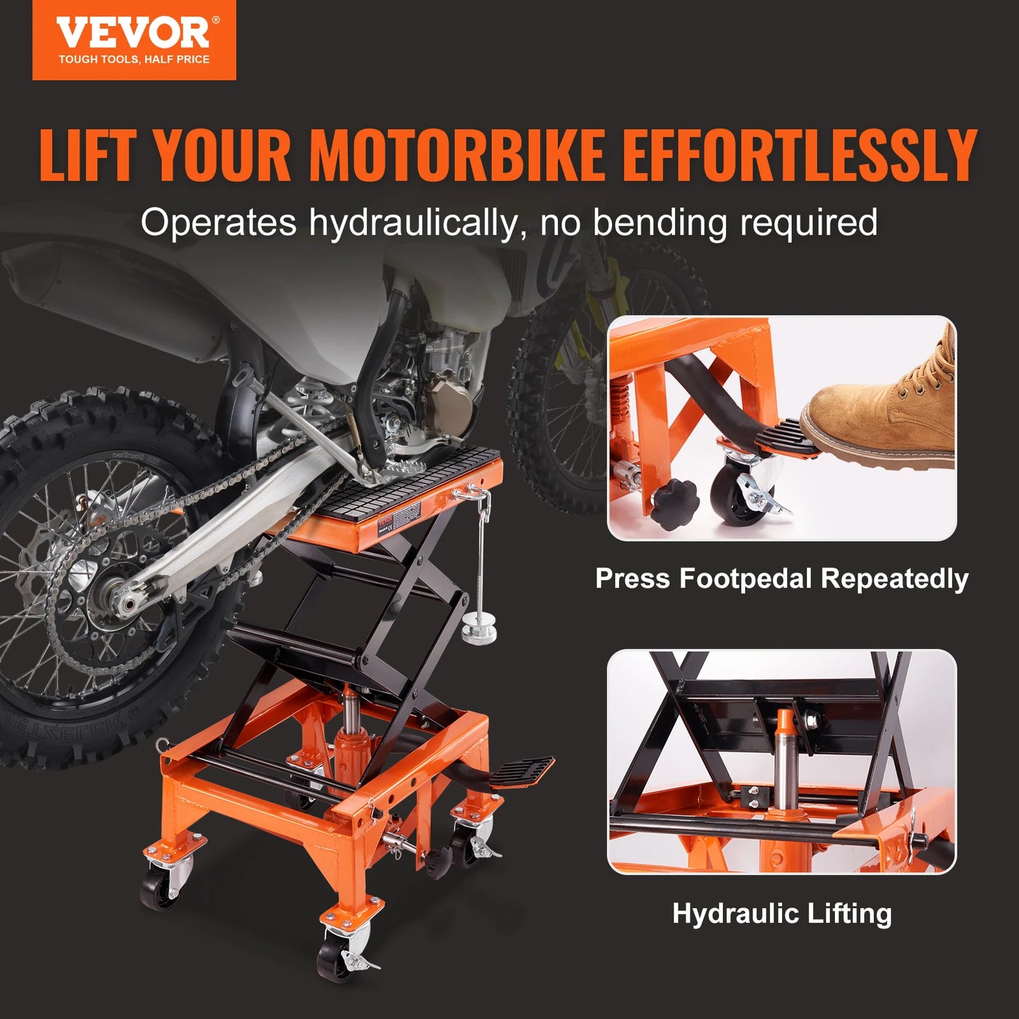 VEVOR Hydraulic Motorcycle Lift Table 350 LBS Capacity