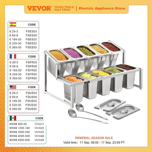 VEVOR Expandable Spice Rack Adjustable Stainless Steel