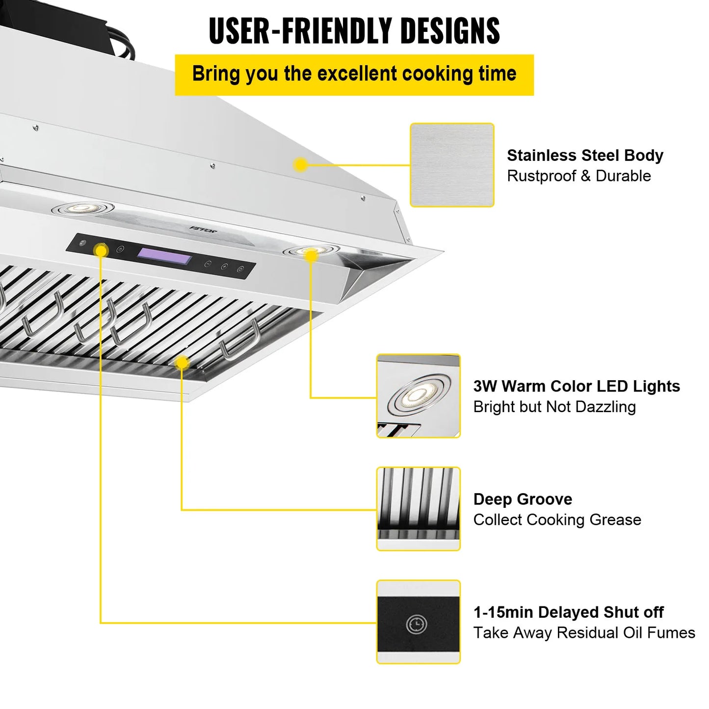 VEVOR Insert Range Hood, 30/36 Inch Stainless Steel