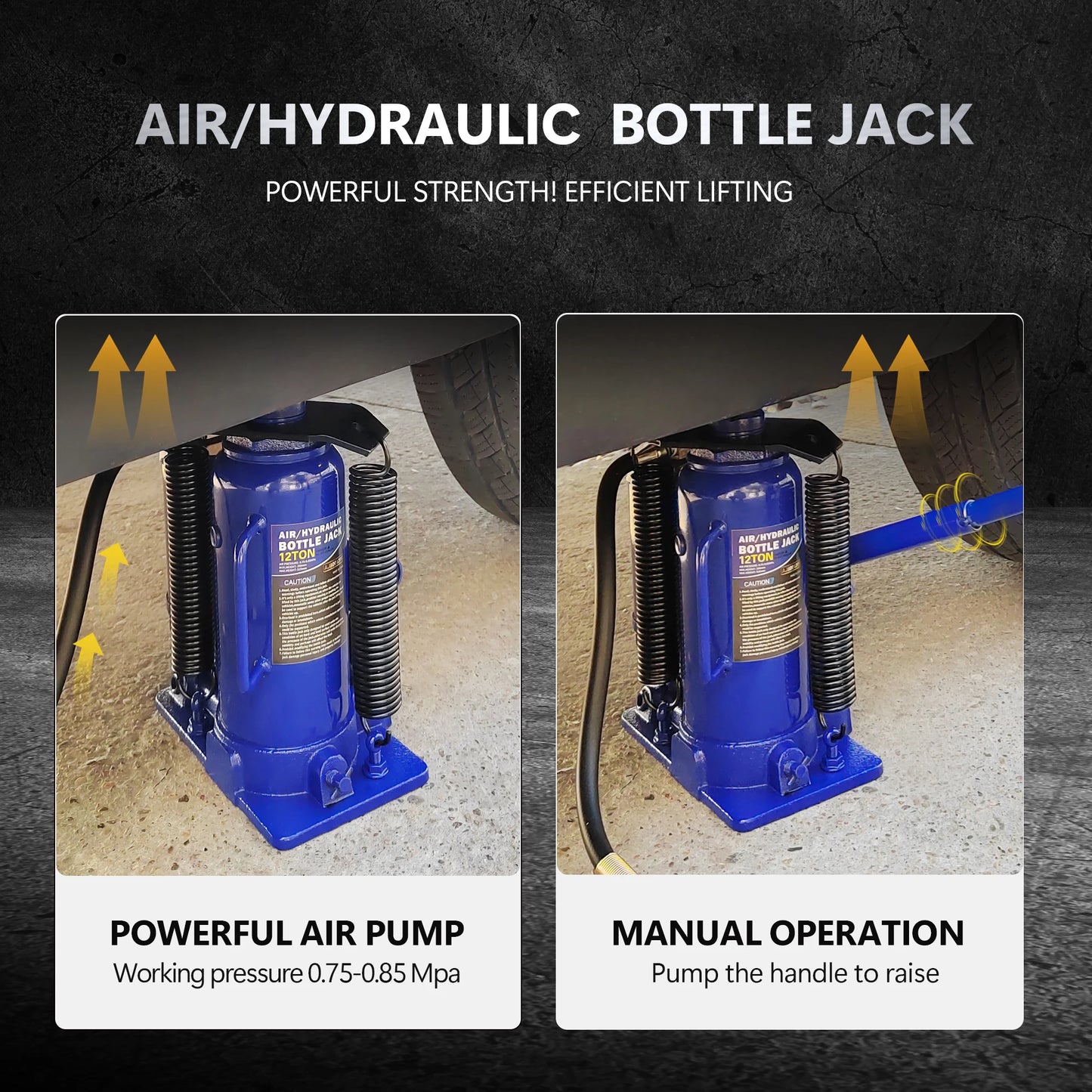 Pneumatic Air Hydraulic Bottle Jack With Manual Hand Pump