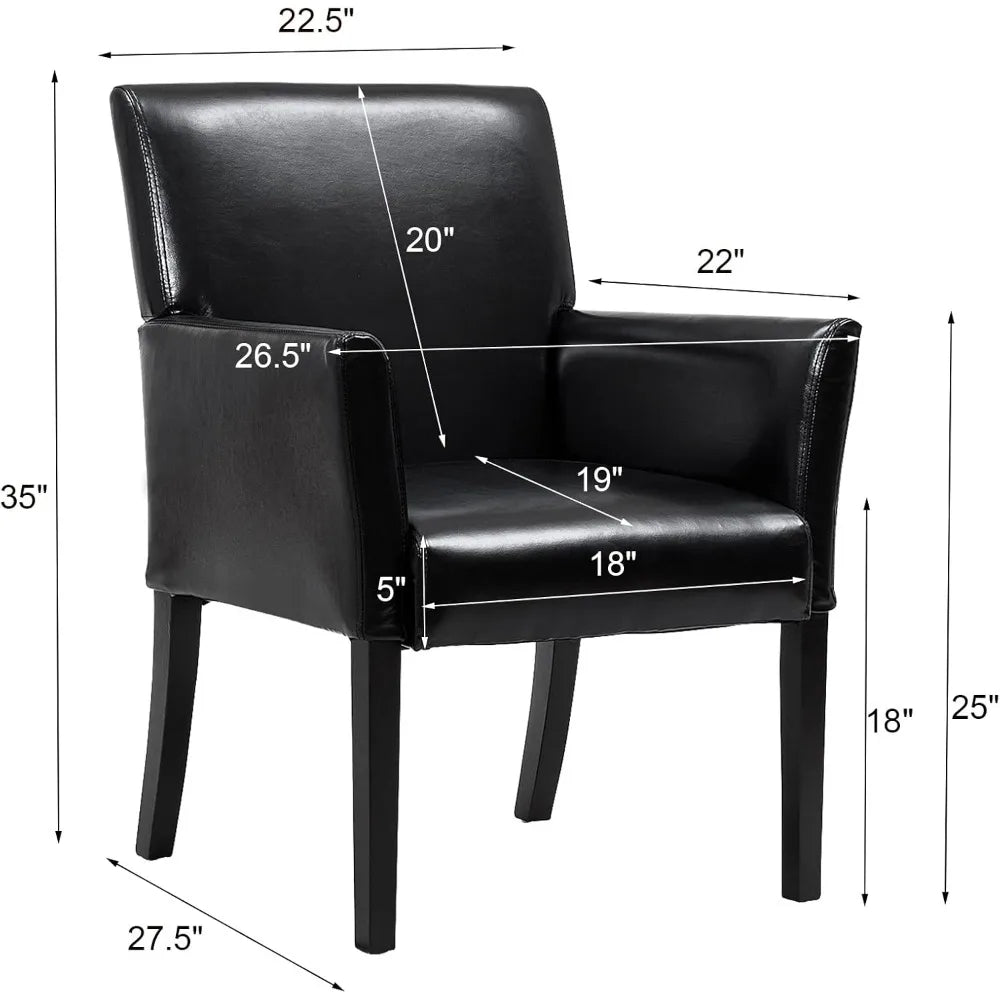 Leather Reception Guest Chairs W/Padded Seat