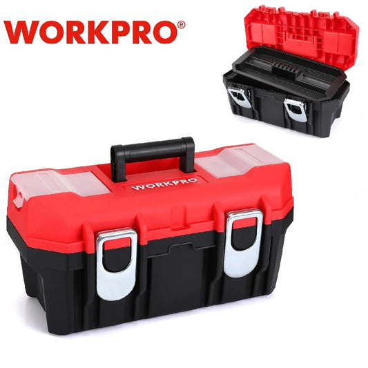 WORKPRO 16" Plastic Tool Box with Tray