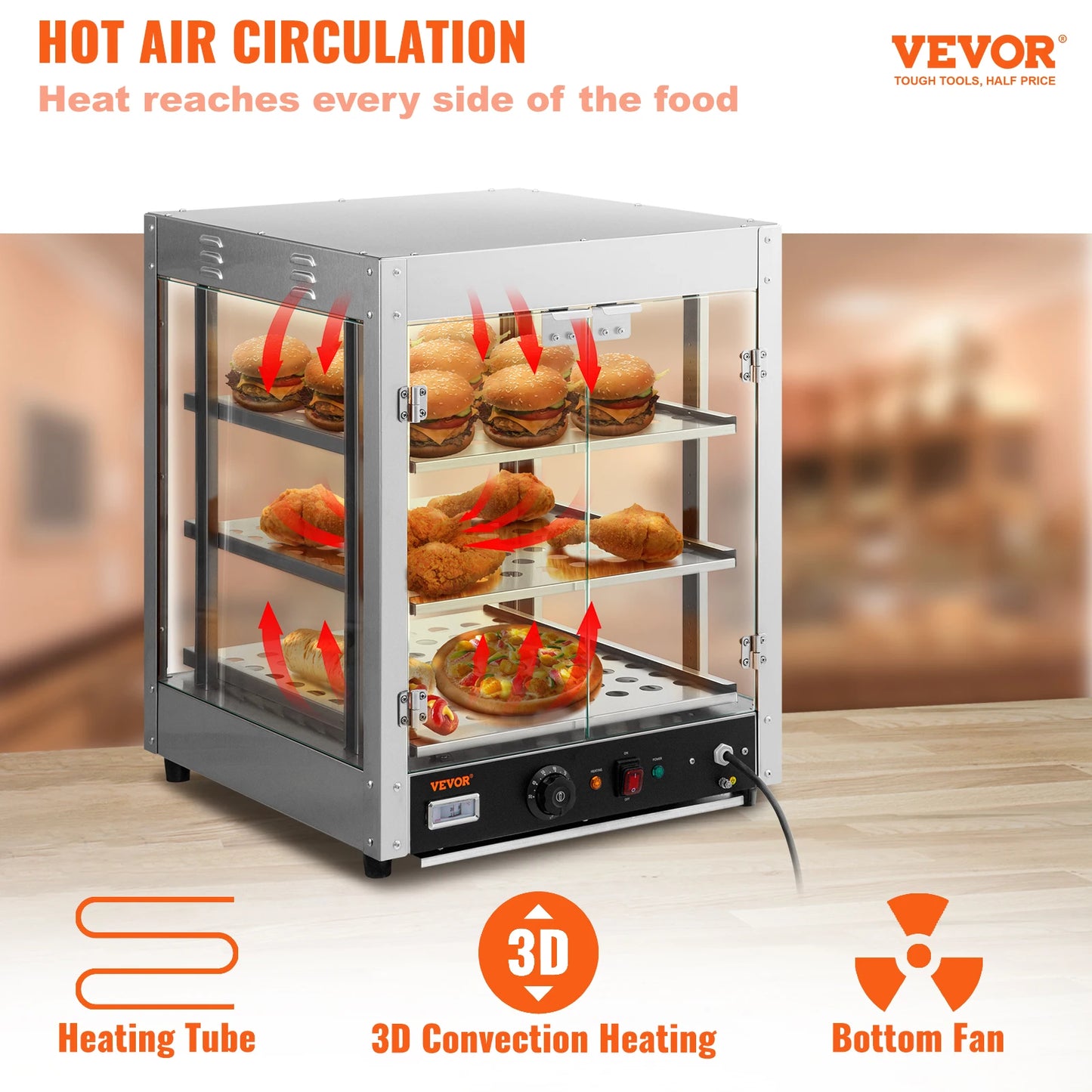 VEVOR 2/3 Tiers Countertop Food Warmer