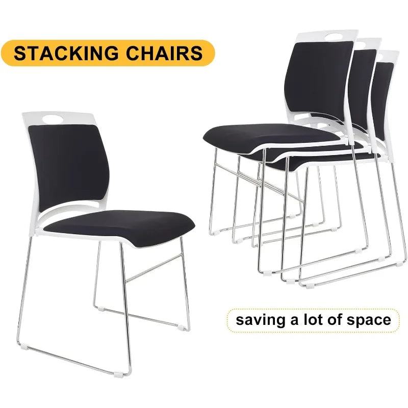 Stacking Chairs Set Black Stackable Home Office