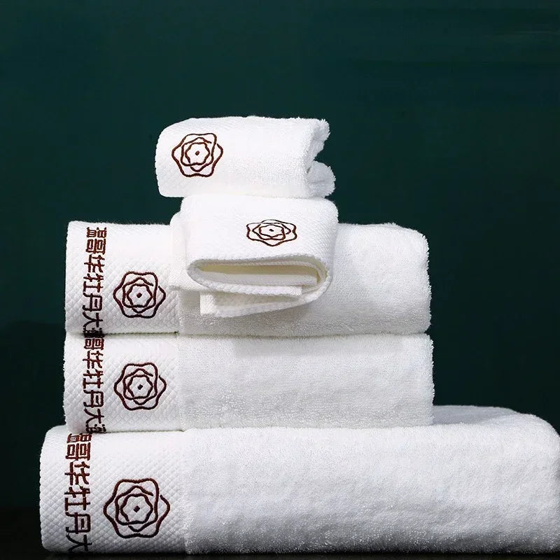 Embroidered Crown White bath towel