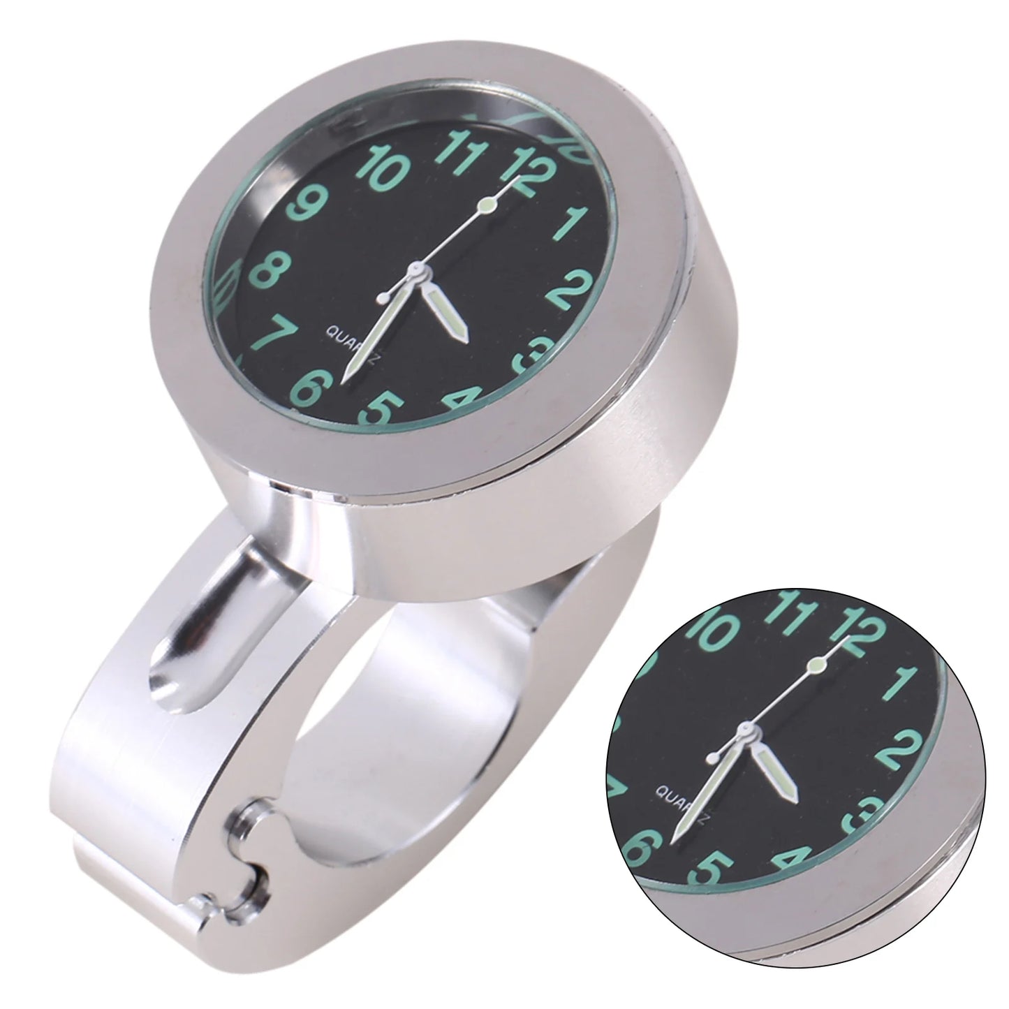 Motorcycle Handlebar Watch Silver Handlebar Watch Silver Motorcycle Waterproof Handlebar  Mount Clock Watch Universal