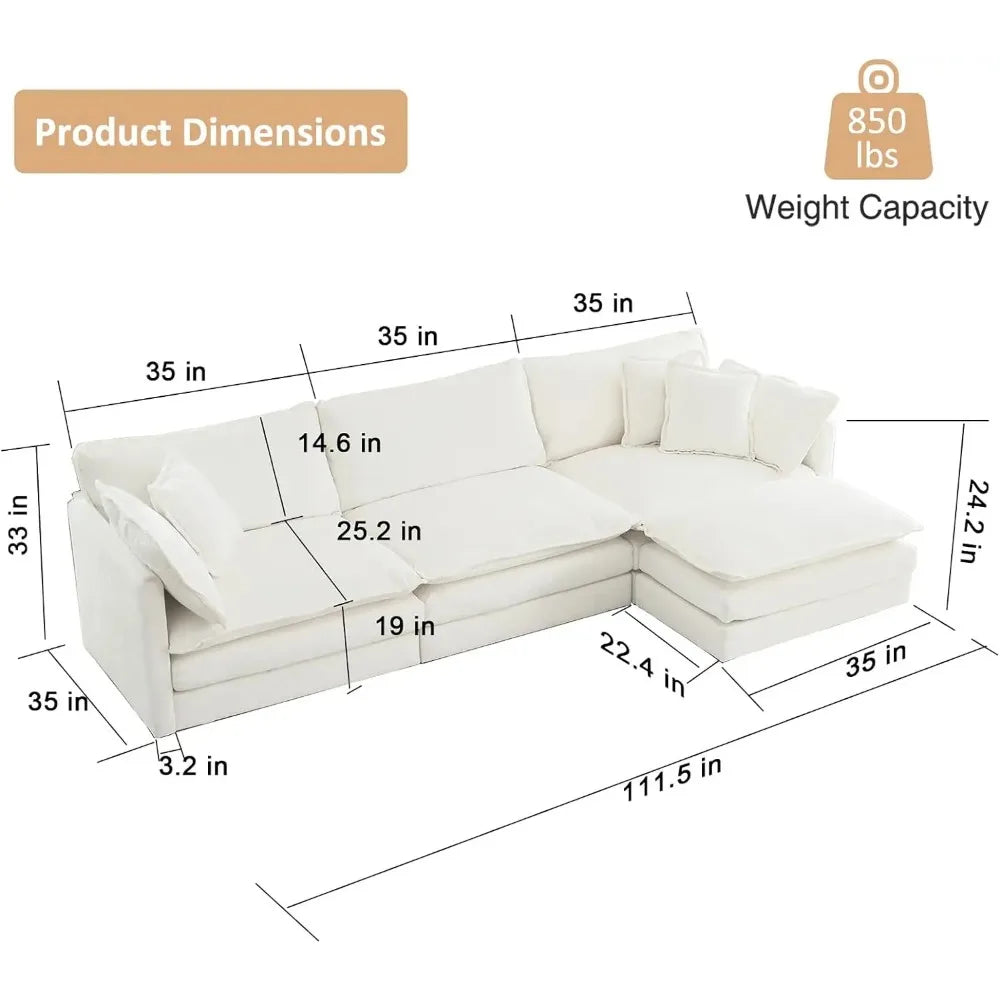 Chenille L-Shaped Modular Sectional Sofa