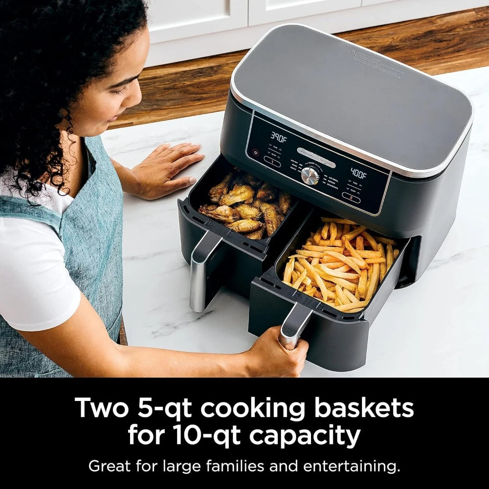 Air Fryers, 10 Quart, 6-in-1, 2 Independent Frying Baskets, Match Cook & Smart Finish, Kitchen Appliances,  Air Fryers