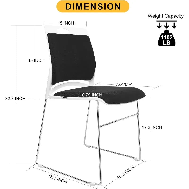 Stacking Chairs Set Black Stackable Home Office