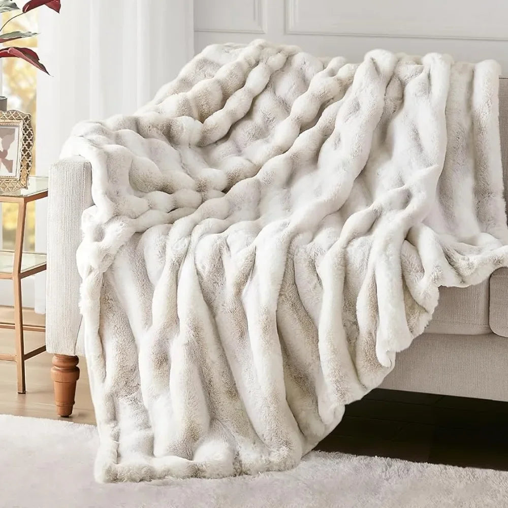 Blankets Couch Sofa Frost Fox Blanket Living Room Decor Fuzzy Faux Rabbit Fur Throws Ultra Soft Plush Throw Blanket 60