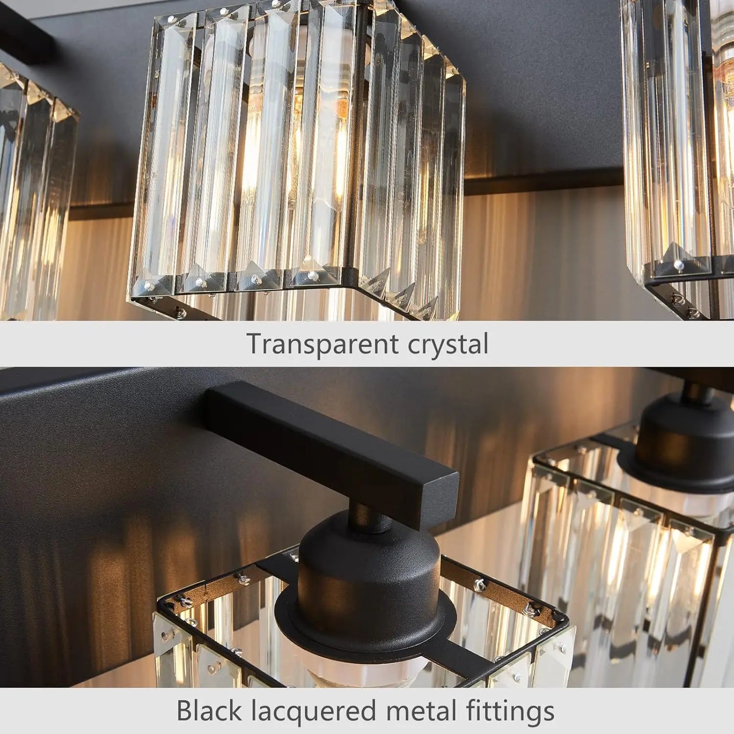 Light 4-Lights Modern Black Crystal