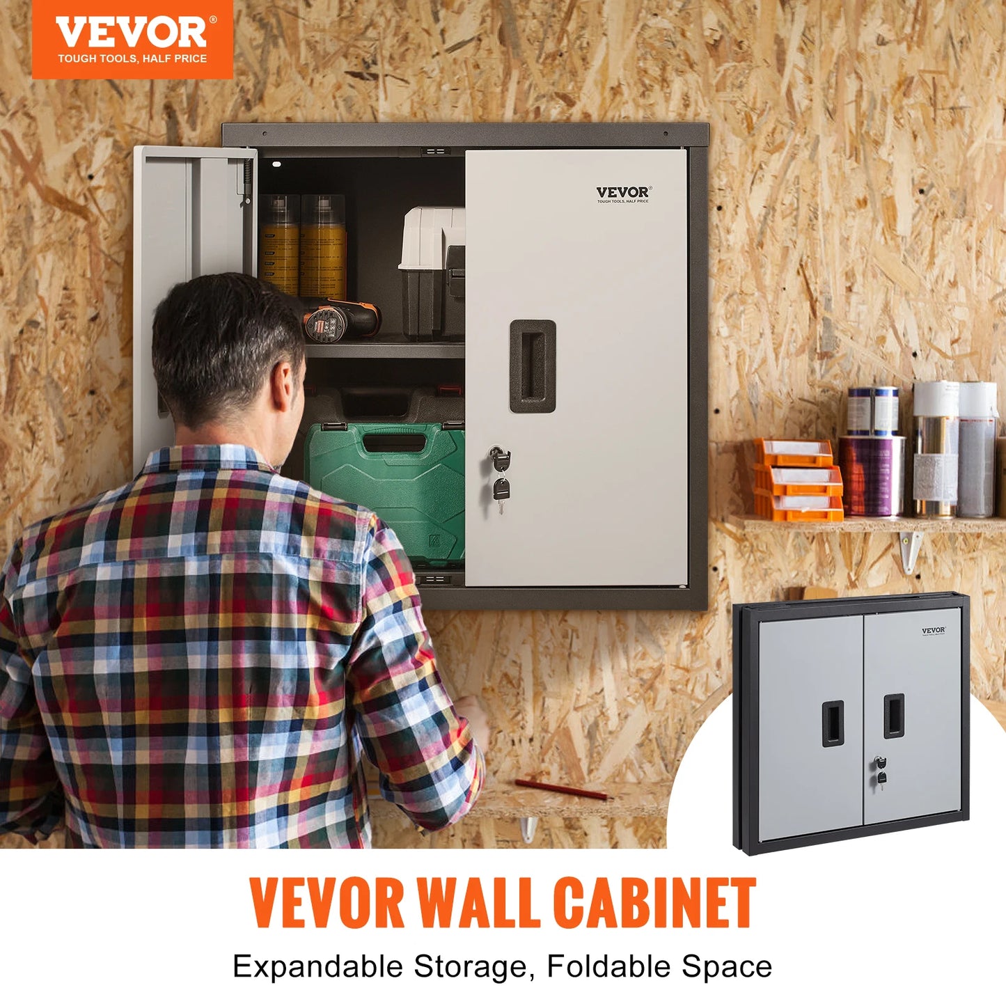 VEVOR Foldable Wall Cabinet Metal Garage Locker