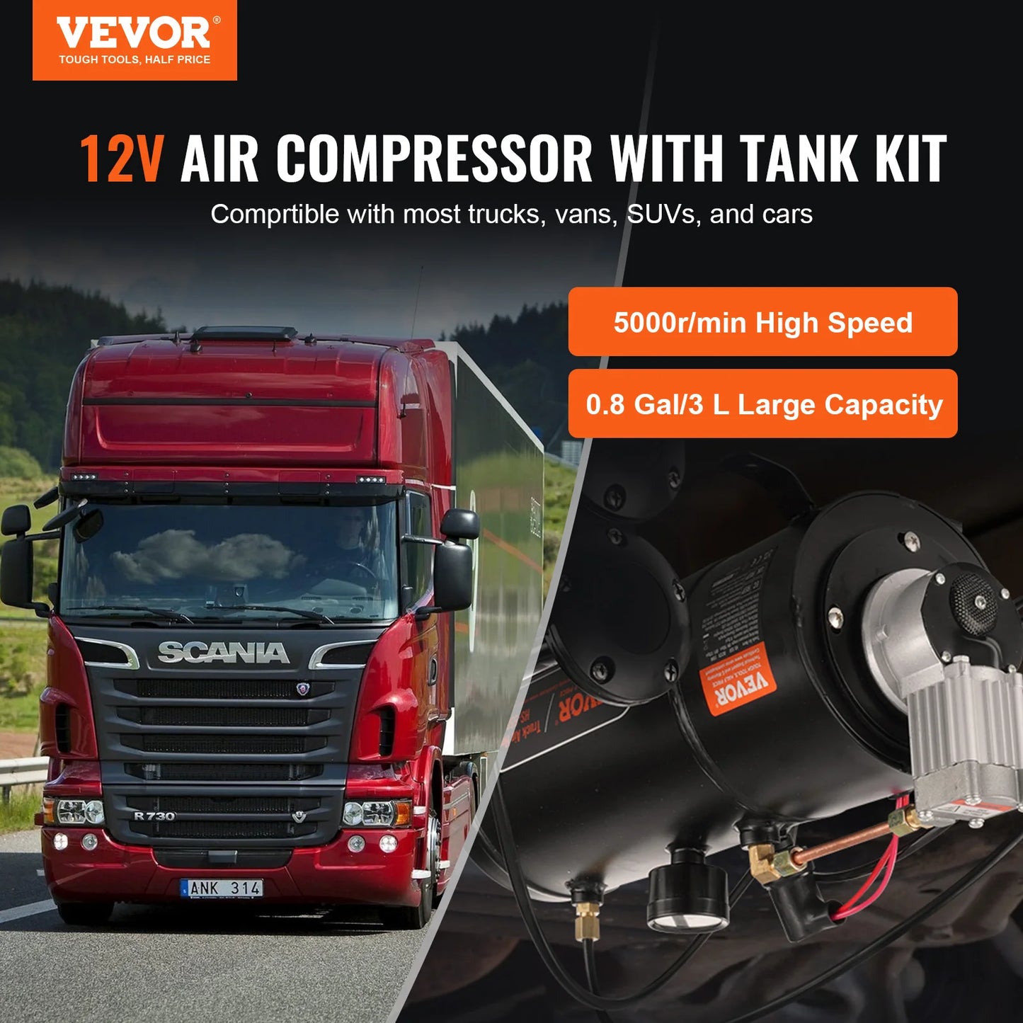 VEVOR 12V Air Compressor with Tank