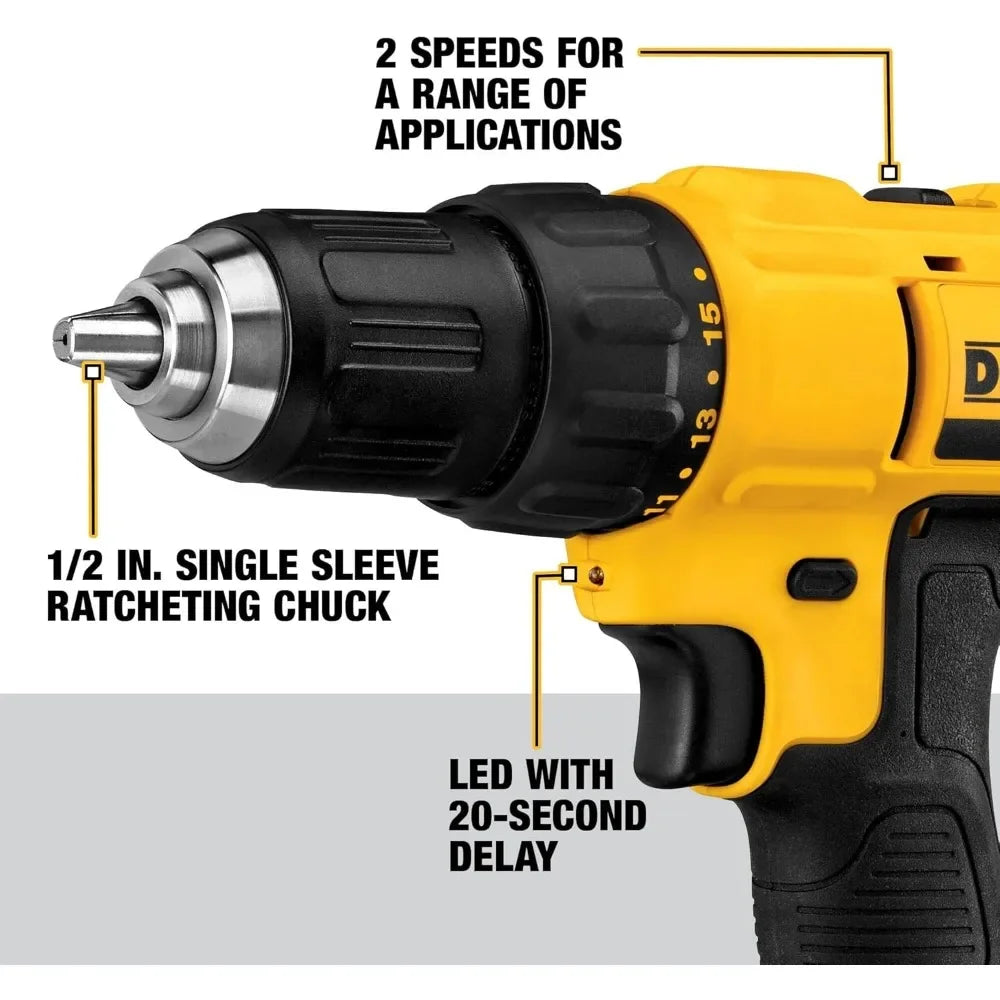 20V Max Cordless Drill/Driver Kit, Includes 2 Batteries and Charger (DCD771C2) waterproof case garage storage tool box organizer